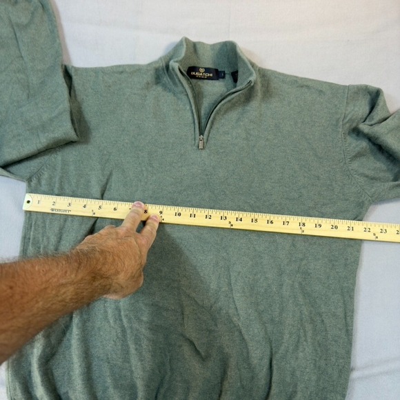 Bugatchi Uomo 1/4 Zip Sweater Mens Large Green Wool Silk Blend Dadcore Preppy - Picture 9 of 13